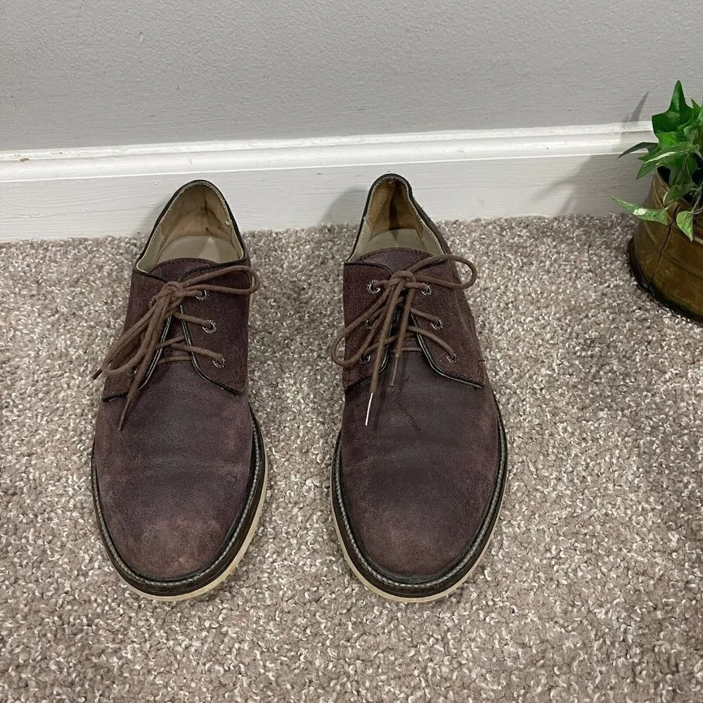 LACOSTE SHERBROOKE 9 GOLF SRM Mens SIZE 9.5 OXFORD SUEDE SHOES BROWN